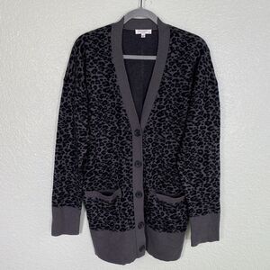 Equipment Cardigan Womens Small Leopard Animal Print Button Front Sweater Cozy S
